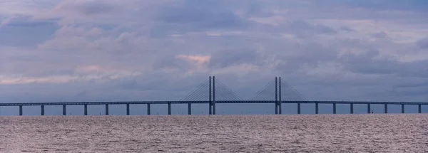 Ein Panorama Der Öresundbrücke Die Dänemark Und Schweden Verbindet War — Stockfoto