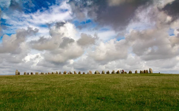 Kaseberga Svezia Settembre 2017 Monumento Megalitico Forma Nave Pietra Sorge — Foto Stock