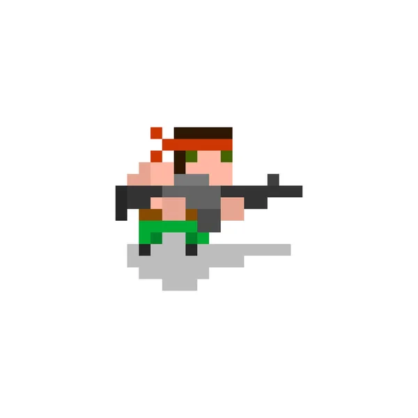 Pixel Personaje Soldado Con Diadema Para Juegos Sitios Web — Archivo Imágenes Vectoriales