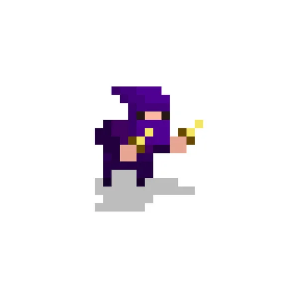 Pixel Personnage Assassin Pour Les Jeux Les Sites Web — Image vectorielle