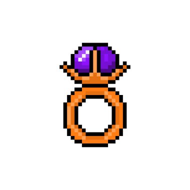 Pixel magic ring with gem for games and websites clipart