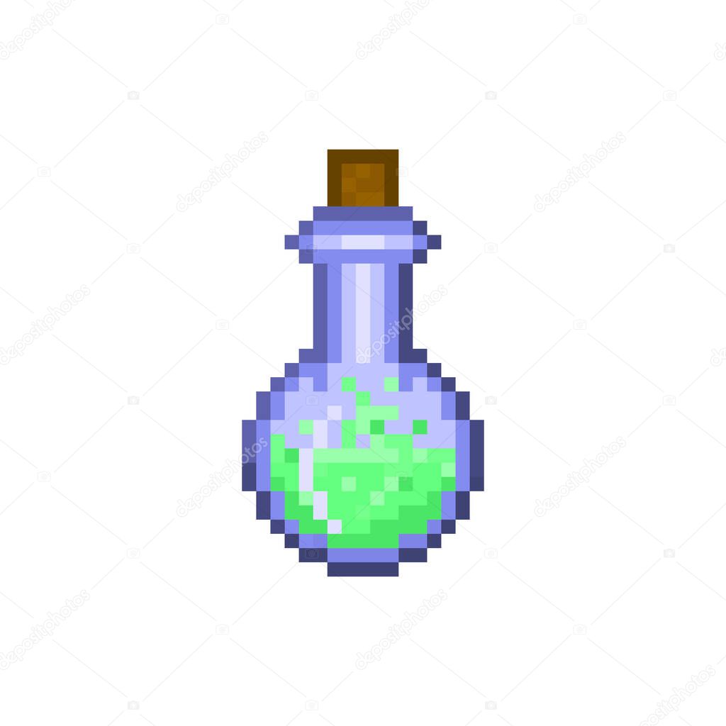 Pixel bottle of potion for games and websites