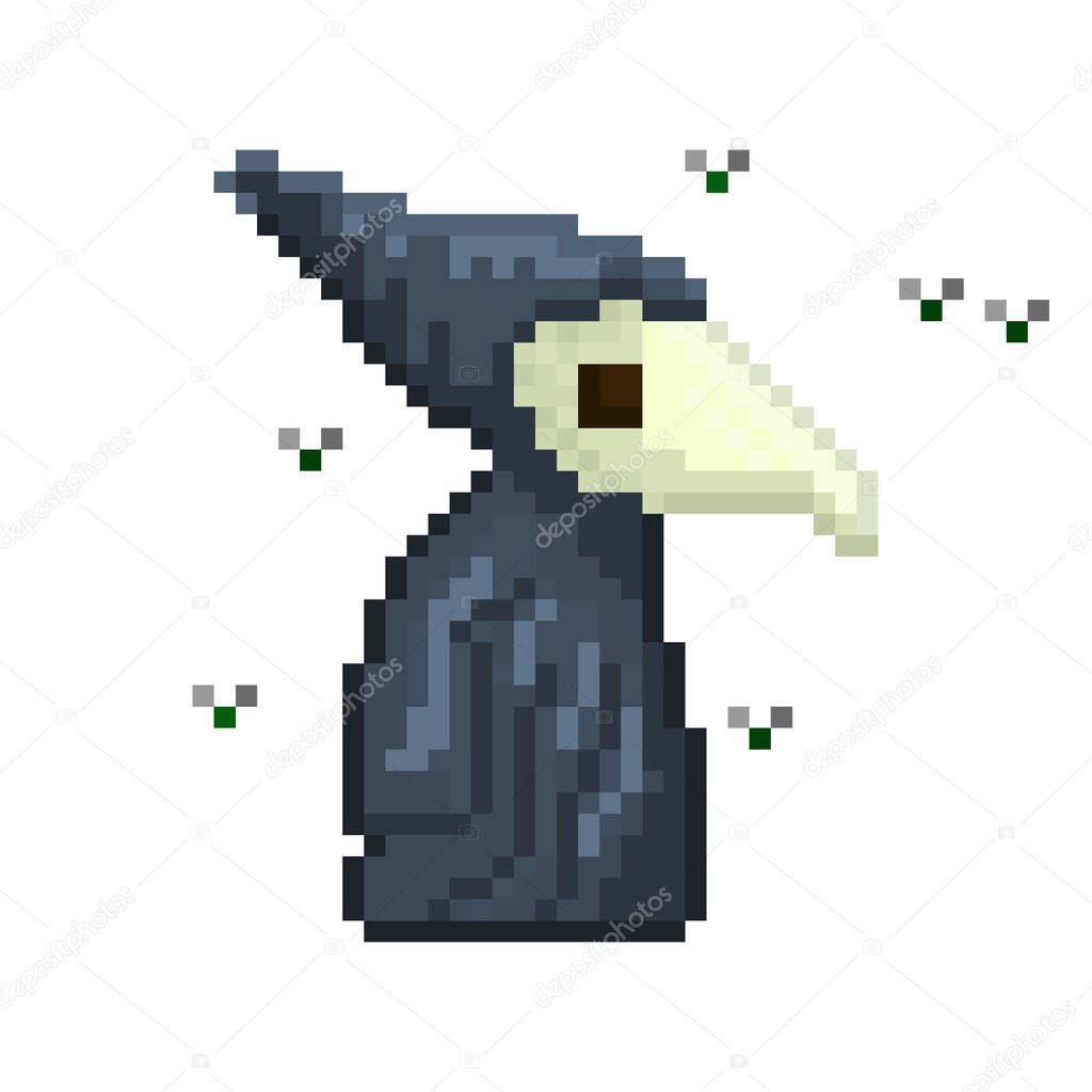 Pixel character plague doctor for games and web sites