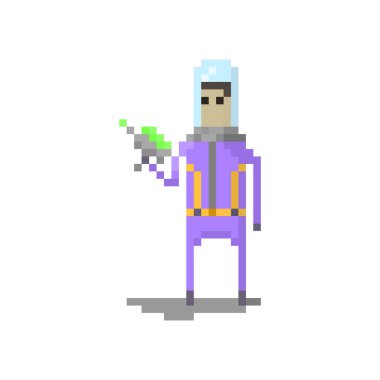 Oyunlar ve web siteleri için piksel karakter uzay gezgini