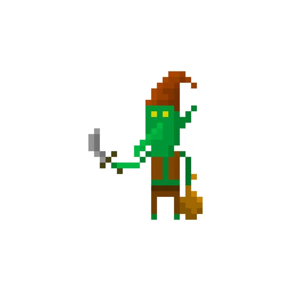 Gobelin Personnage Pixel Avec Sac Caractère Pour Les Jeux Les — Image vectorielle