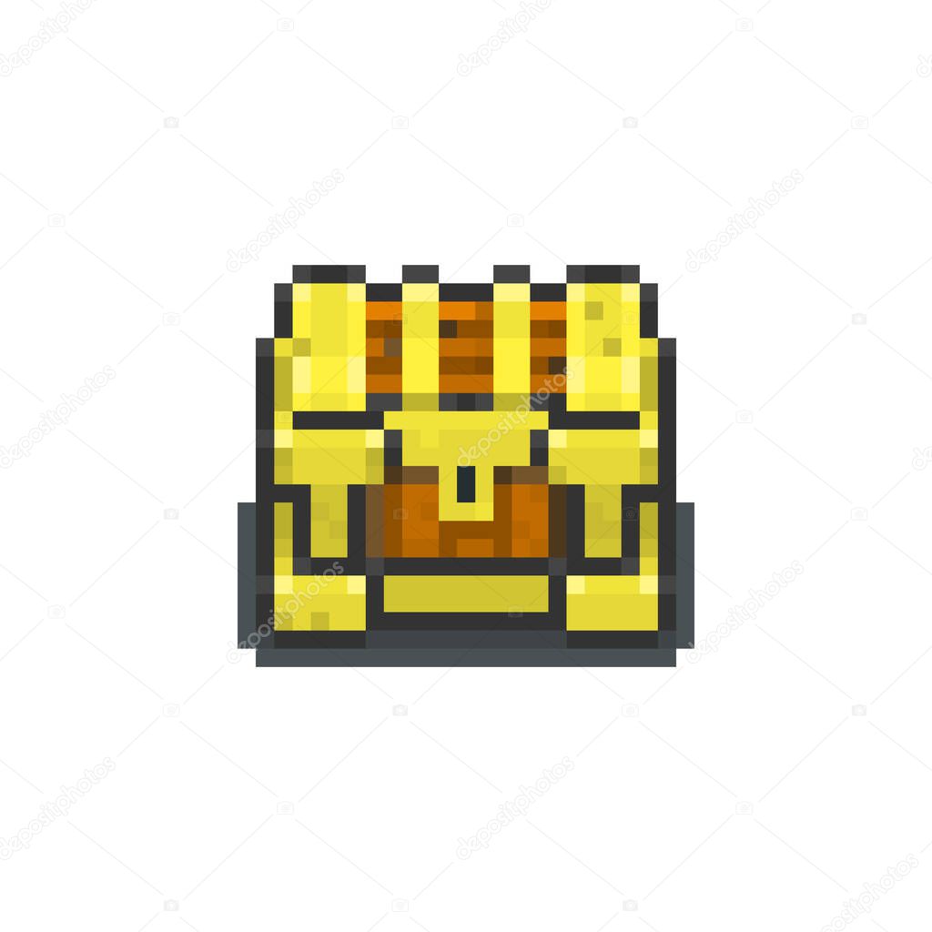 Pixel old gold chest for games and websites