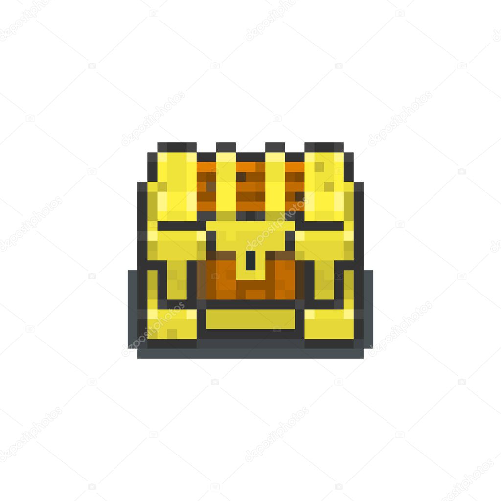 Pixel old gold chest for games and websites