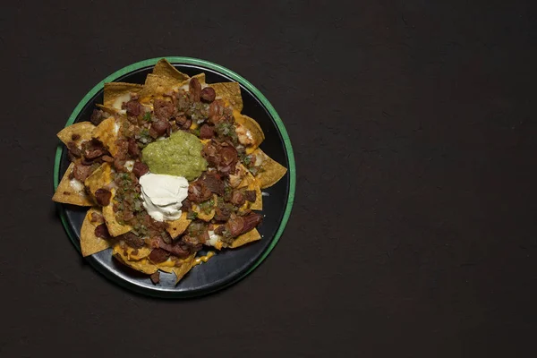 Nachos Comida Mexicana Con Carne — Foto de Stock