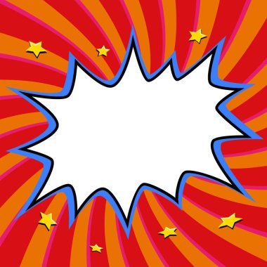 Pop art konuşma balonu şablon tasarımınızın tarz. Çizgi roman popüler sanat tarzı boş patlama şekli çok bükülmüş renk arka plan üzerinde.