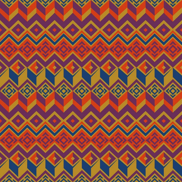 Vector sömlös etniska mönster. Tribal smidig konsistens. Vintage etniska sömlös bakgrund. Boho stil. Senap, orange och blå färger. — Stock vektor