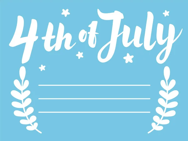 Ilustración del Día de la Independencia. Papel del 4 de julio Letras sobre fondo azul con estrellas y hojas. Plantilla para texto. Tarjeta . — Vector de stock