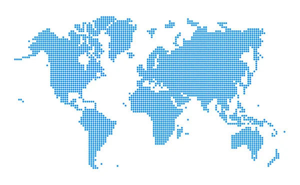 Μπλε Παγκόσμιος Χάρτης διακεκομμένη στυλ — Διανυσματικό Αρχείο