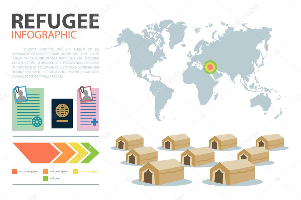 World map. Geographical infographic. Immigration routes infographic template.
