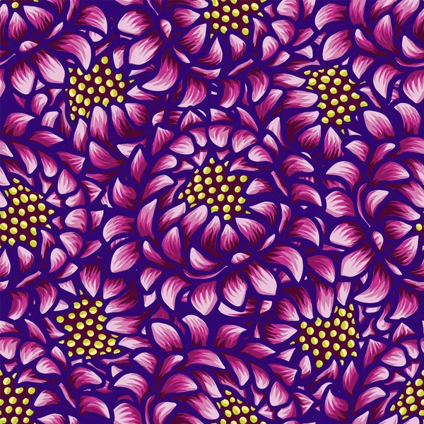 Floral hand drawn vintage seamless pattern with flowers. Fabulous purple flowers. Tropical seamless pattern with exotic vivid flowers. Exotic textile botanical design. Summer design.