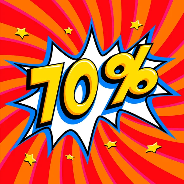 Kırmızı Satılık web afiş. Pop art comic satış indirim promosyon afiş. Büyük satış arka plan. Arka plan üzerinde kırmızı bir çizgi roman popüler sanat stil patlama şekli satışa 70 kapalı bükülmüş. Mevsimlik indirimler, 