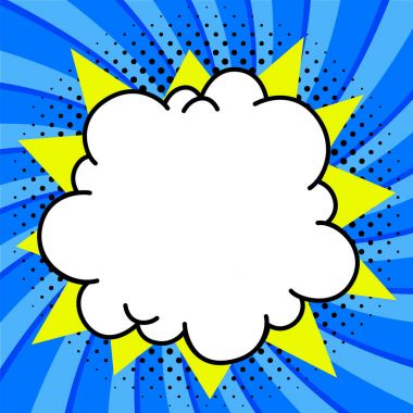 Çizgi romanların pop-art tarzı çok renkli bir arka planda boş patlama şekli.