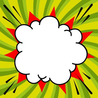 Çizgi romanların pop-art tarzı çok renkli bir arka planda boş patlama şekli.