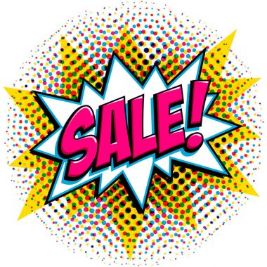 Çizgi roman tarzı satış etiketi. Pembe Satılık web afiş. Pop art comic satış indirim promosyon afiş. Büyük satış arka plan. Bomba patlayıcı ile dekoratif arka plan. Noktalı resim üzerinde çizgi roman popüler sanat stil bang şekil