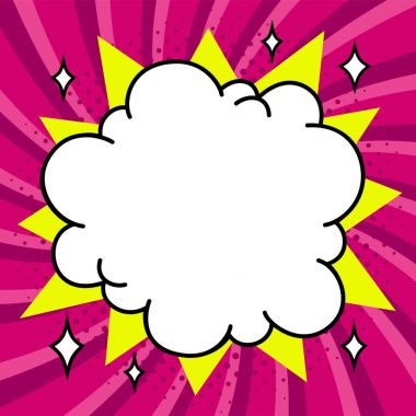 Çizgi romanların pop-art tarzı çok renkli bir arka planda boş patlama şekli.