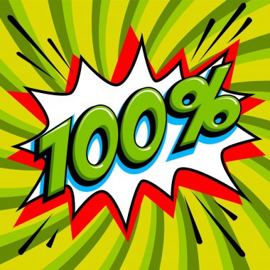 Yeşil Satılık web afiş. Süper Satılık. Yüzde yüz 100 off Satılık yeşil arka plan bükülmüş. Çizgi roman popüler sanat stil patlama şekli. Büyük satış arka plan. Pop art comic satış indirim promosyon afiş