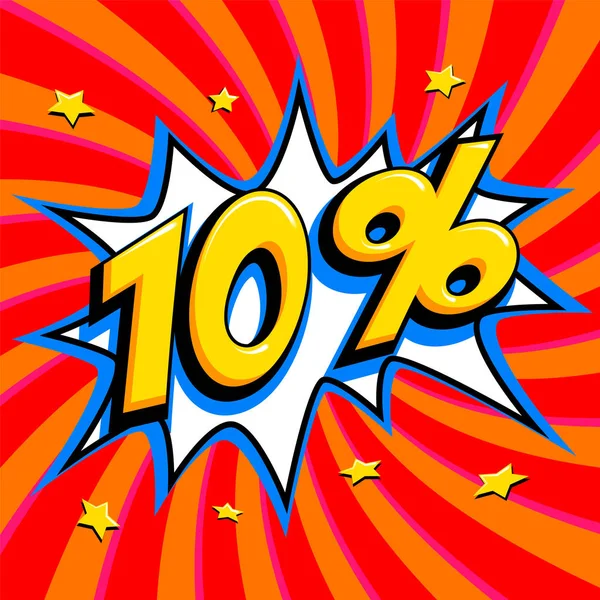 Kırmızı Satılık web afiş. Bir çizgi roman popüler sanat stil üzerinde Satılık on yüzde 10 indirim şekli kırmızı bükülmüş arka plan üzerinde bang. Büyük satış arka plan. Pop art comic satış indirim promosyon afiş. Mevsimlik indirimler