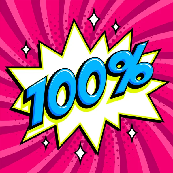 Mor Satılık web afiş. Satılık bükülmüş yüzde yüz 100 kapalı pembe üzerinde çizgi roman popüler sanat stil bang şekildeki arka plan. Büyük satış arka plan. Pop art comic satış indirim promosyon afiş. Mevsimlik