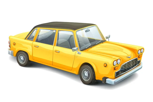 Gele automerk. Hoge gedetailleerd beeld van retro auto. Realistisch voertuig. — Stockvector