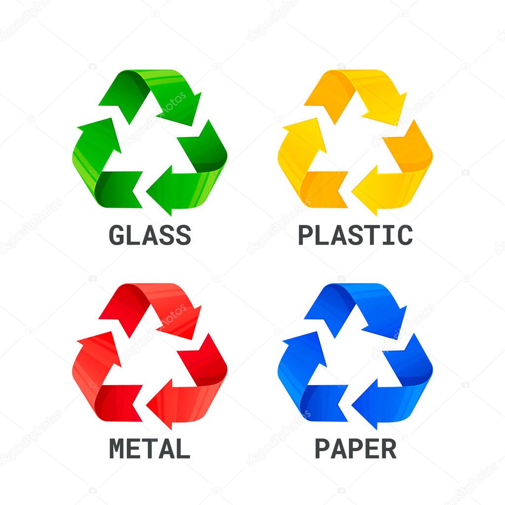 Vector logos de reciclaje de plastico Diferentes colores reciclar