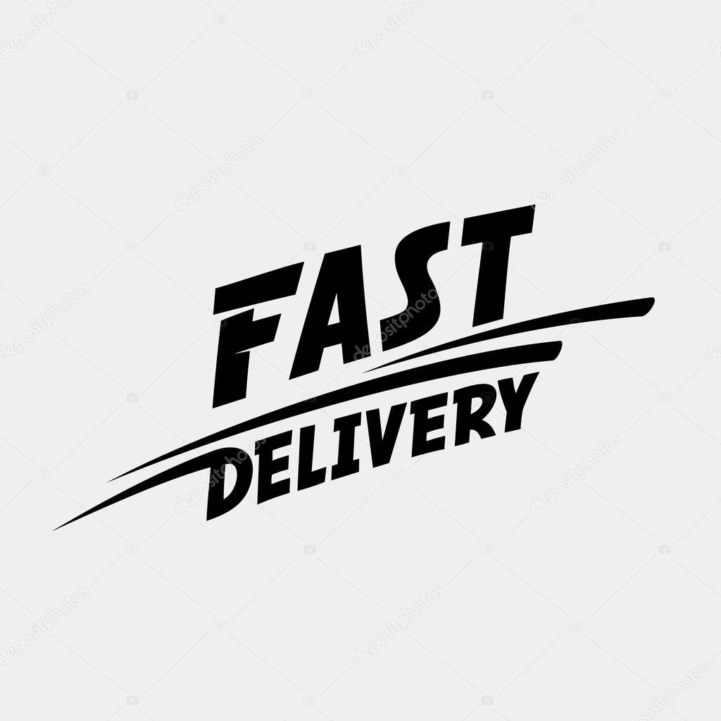 Fast delivery logo. Fast delivery typographic monochrome inscription.