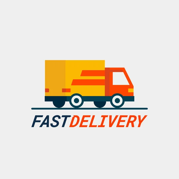 Fast delivery service. Delivery by car or truck. Parcels Express delivery service by car. Flat style design truck icon. — Stock Vector
