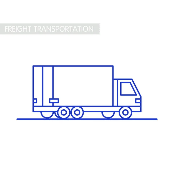 Concepto de transporte de mercancías. Servicio de entrega de camiones. Esquema en blanco. Envío en coche o camión. Entrega de iconos de línea. Icono del contorno de la camioneta sobre fondo blanco. Logística . — Archivo Imágenes Vectoriales