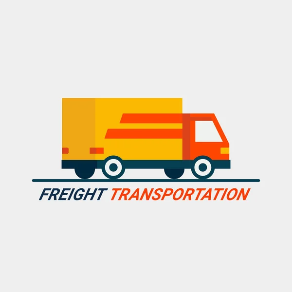 货物运输概念。货运物流服务。平面式卡车图标在光背景。快速运输汽车或卡车。快递. — 图库矢量图片