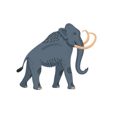 Extinct animals. Columbian mammoth. Prehistoric extinct american elephant Flat style vector illustration isolated on white background. clipart
