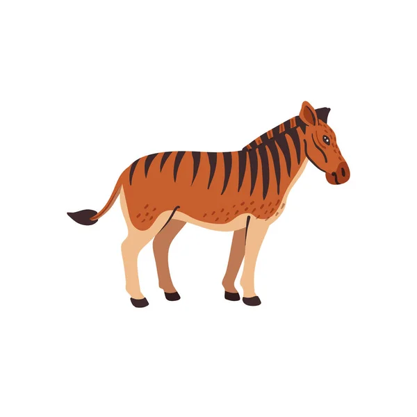 Вымершие животные. Куагга. Доисторически вымершая северно-американская полосатая лошадь, гибрид зебры и лошади. Векторная иллюстрация плоского стиля на белом фоне . — стоковый вектор