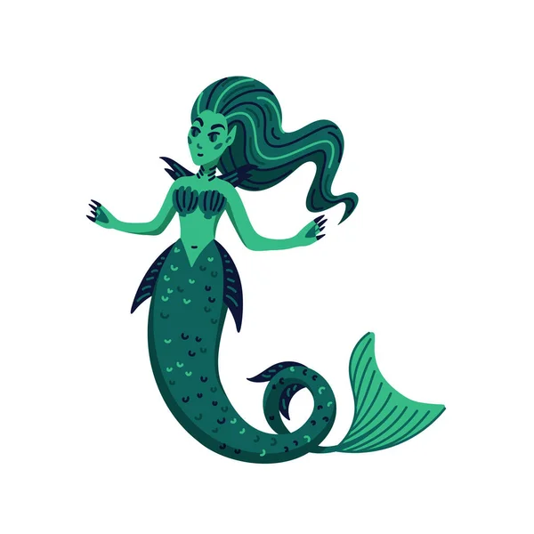 Magical creatures set. Mythical, mythological animal - mermaid. Flat style vector illustration isolated on white background. — Stock Vector
