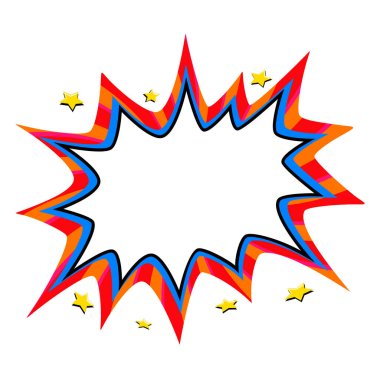 Tasarımınız için pop sanat konuşma balonu şablonu. Beyaz arka planda çizgi roman tarzı pop-art bomboş patlama şekli. Vektör çizimi. Ağ pankartları için ideal.