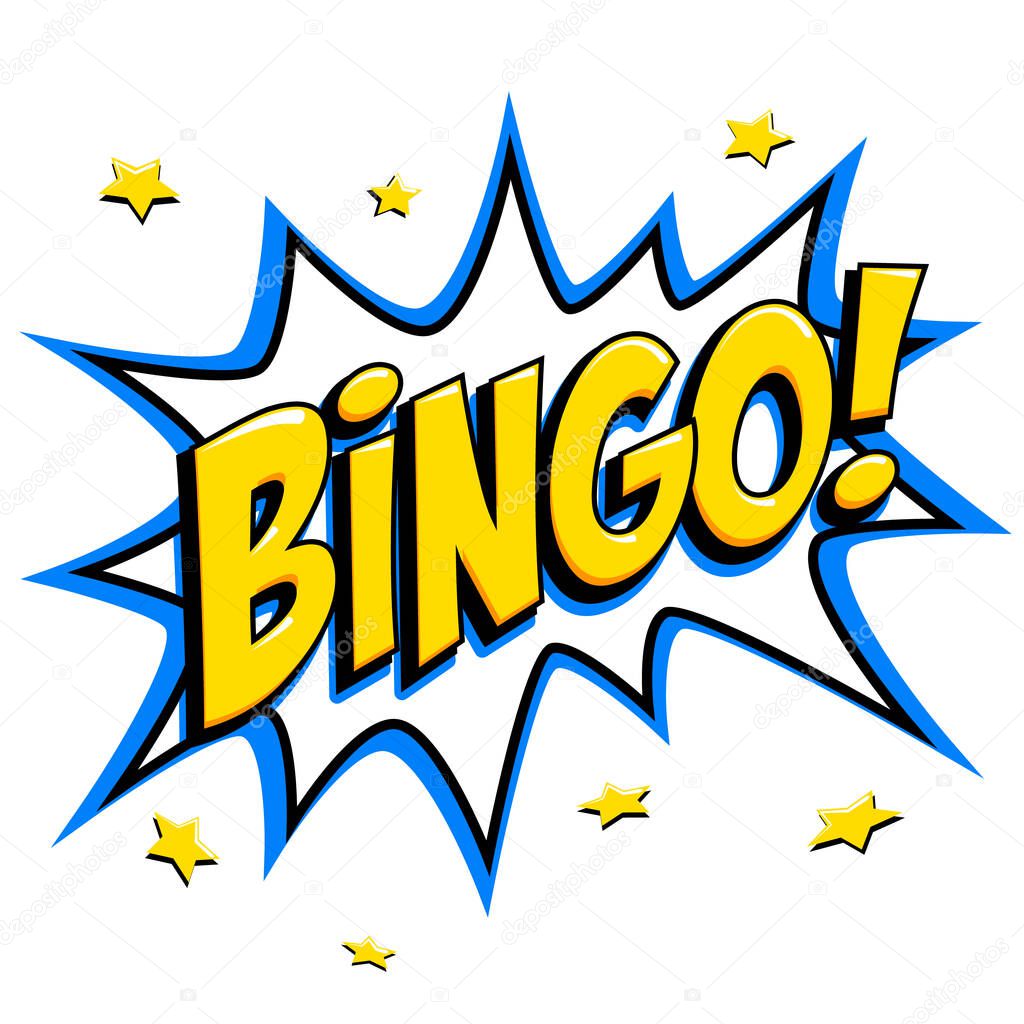 Bingo lottery. Lottery game background. Comics pop-art style bang shape on a white background. Ideal for web banners Vector illustration.