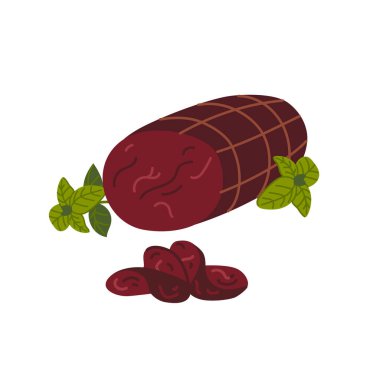 Bresaola. Meat delicatessen on white background. Slices of Italian air-dried salted beef. Simple flat style vector illustration. clipart