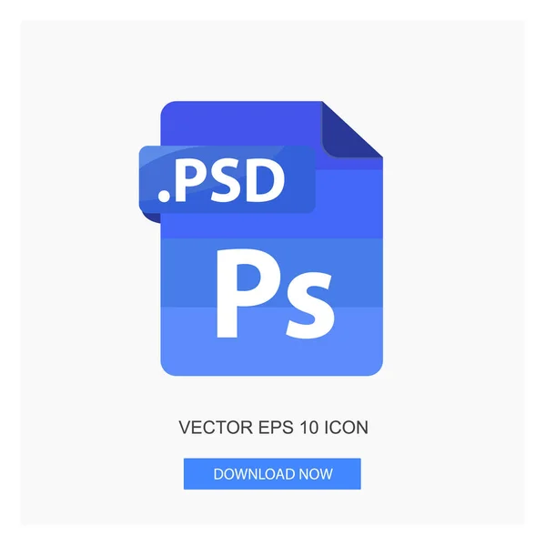 Formáty Dokumentů Psd File Paper Blue Tone Color Flat Icon — Stockový vektor