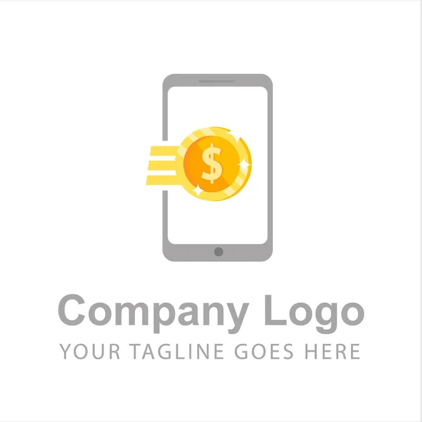 Logo Mobile Fast Payment Dollar Sign Gold Coin Concept — Stock Vector