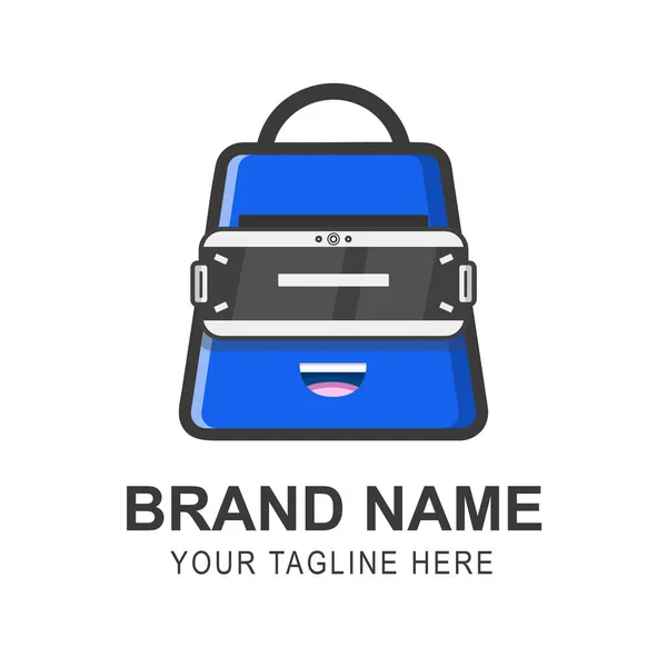 Mascotte Sac Provisions Avec Réalité Virtuelle Gris Style Couleur Logo — Image vectorielle
