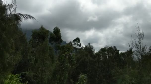 Vista Montanha Com Vento Forte Tempestade Areia Soprando — Vídeo de Stock