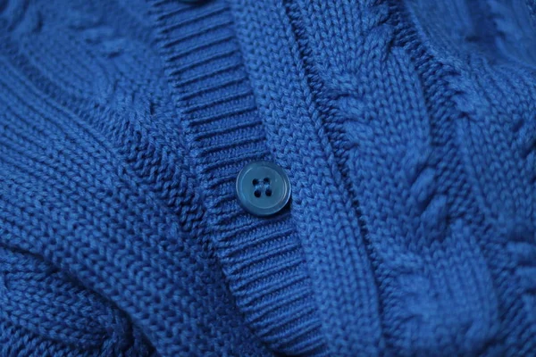 물갈퀴가 물갈퀴가 스웨터 격자무늬 스카프 뒤죽박죽이야 고전적 파란색 2020 — 스톡 사진