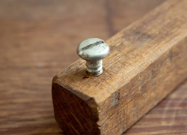 Apribottiglie Artigianale Legno Bottiglie Birra Costruito Con Pezzo Legno Una — Foto Stock