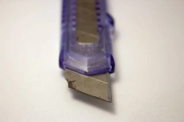 Plastový Užitkový Nůž Starou Rezavou Čepelí — Stock fotografie
