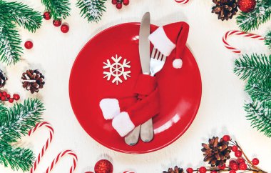 Noel sofrası. Tatil günü. Seçici odak.