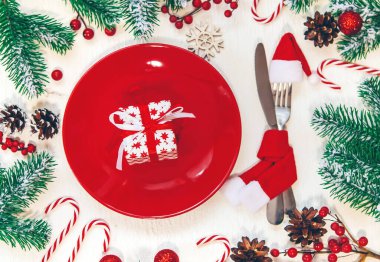 Noel sofrası. Tatil günü. Seçici odak.