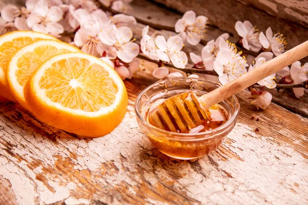 Lemon Star Anise Mint Honey Wooden Background Immunity Flu Treatment — Stock Photo, Image