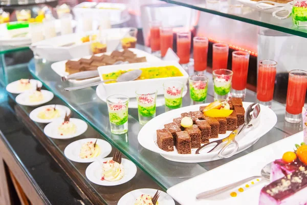 desserts and fruit buffet. selective focus