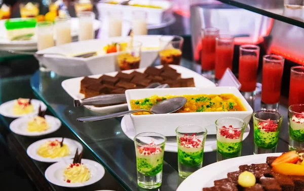 desserts and fruit buffet. selective focus